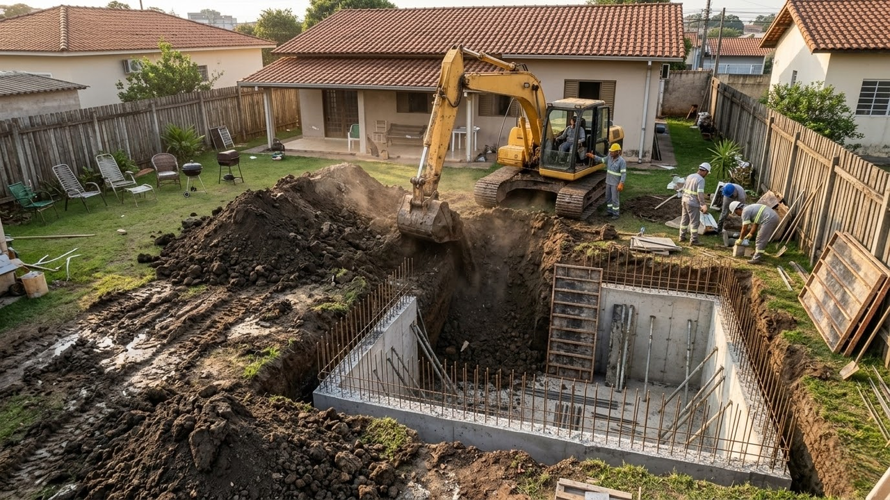 Esse homem estava entediado ao ver o seu quintal vazio, então decidiu que com uma escavadeira e mão de obra de uma equipe toda, iria construir um bunker subterrâneo avaliado em mais de R$ 26 mil
