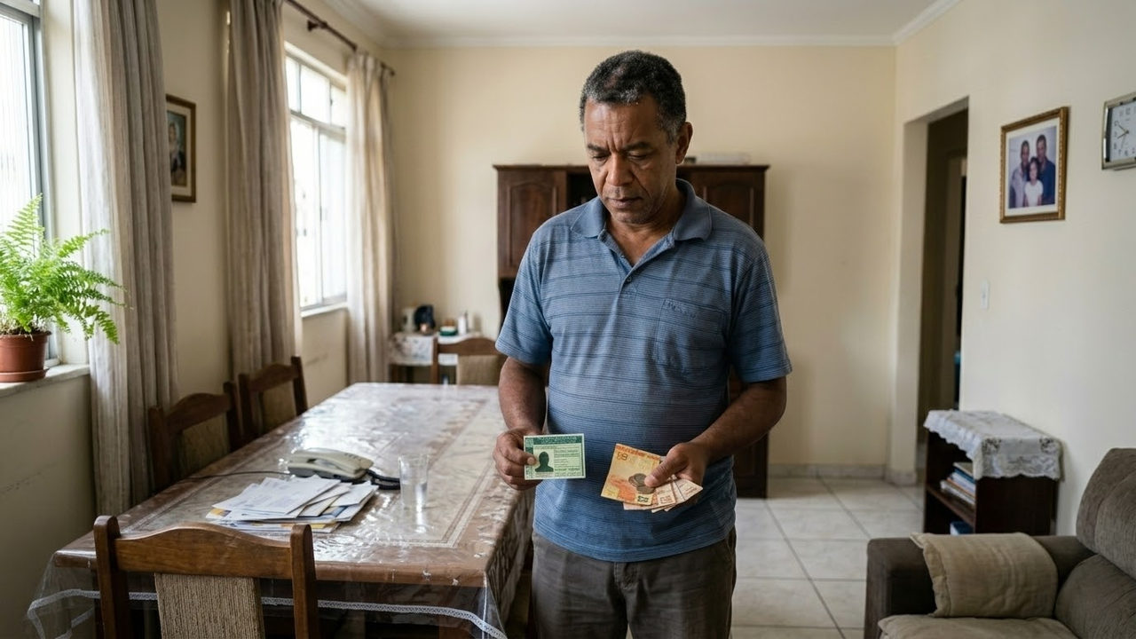 Motorista veterano segurando a carteira de habilitação dentro de um carro parado