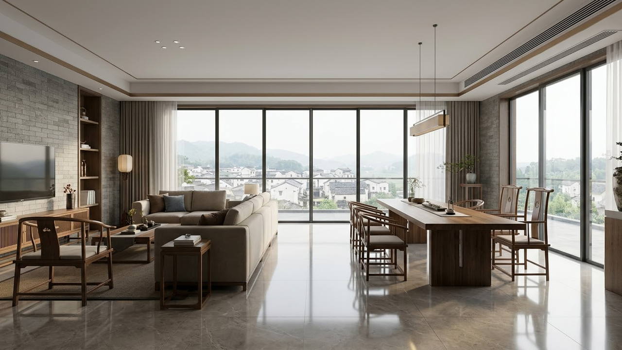 Interior amplo e iluminado de um dos apartamentos do clã.