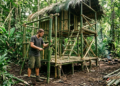 Construção de cabana sustentável na selva