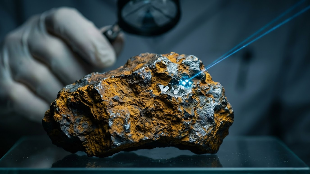 Close macro de minério de ferro revelando a pureza do gás subterrâneo.