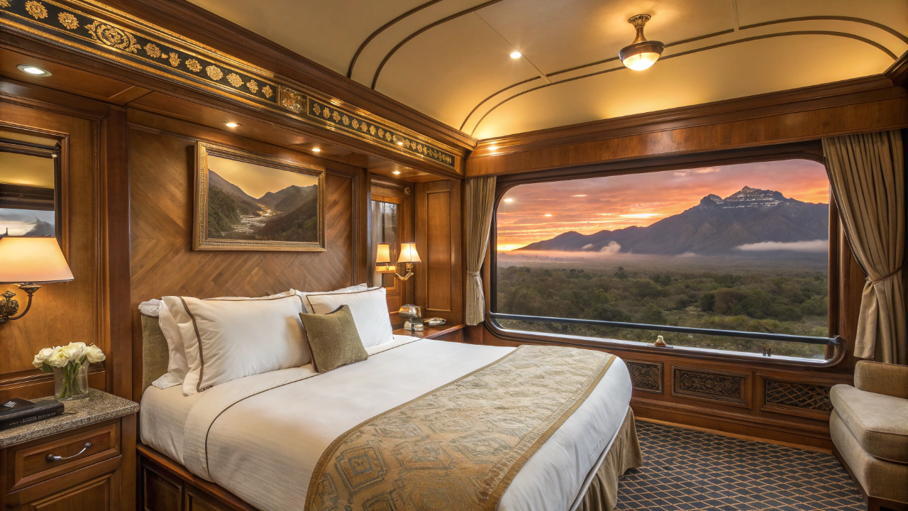 Esse trem tem suíte com cama, mordomo e chef enquanto cruza continentes inteiros pelos trilhos