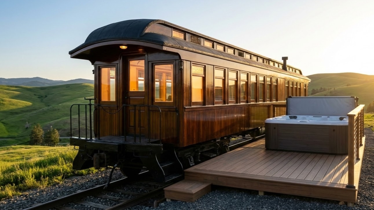 Família transforma trem de 1909 em uma casa de temporada lucrativa que fatura US$ 110 mil por ano após reforma histórica