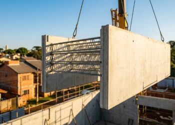 O sistema double wall está mudando a lógica da construção residencial: duas placas de concreto pré-fabricadas chegam prontas da fábrica, são posicionadas no canteiro e preenchidas com concreto até formar uma estrutura monolítica