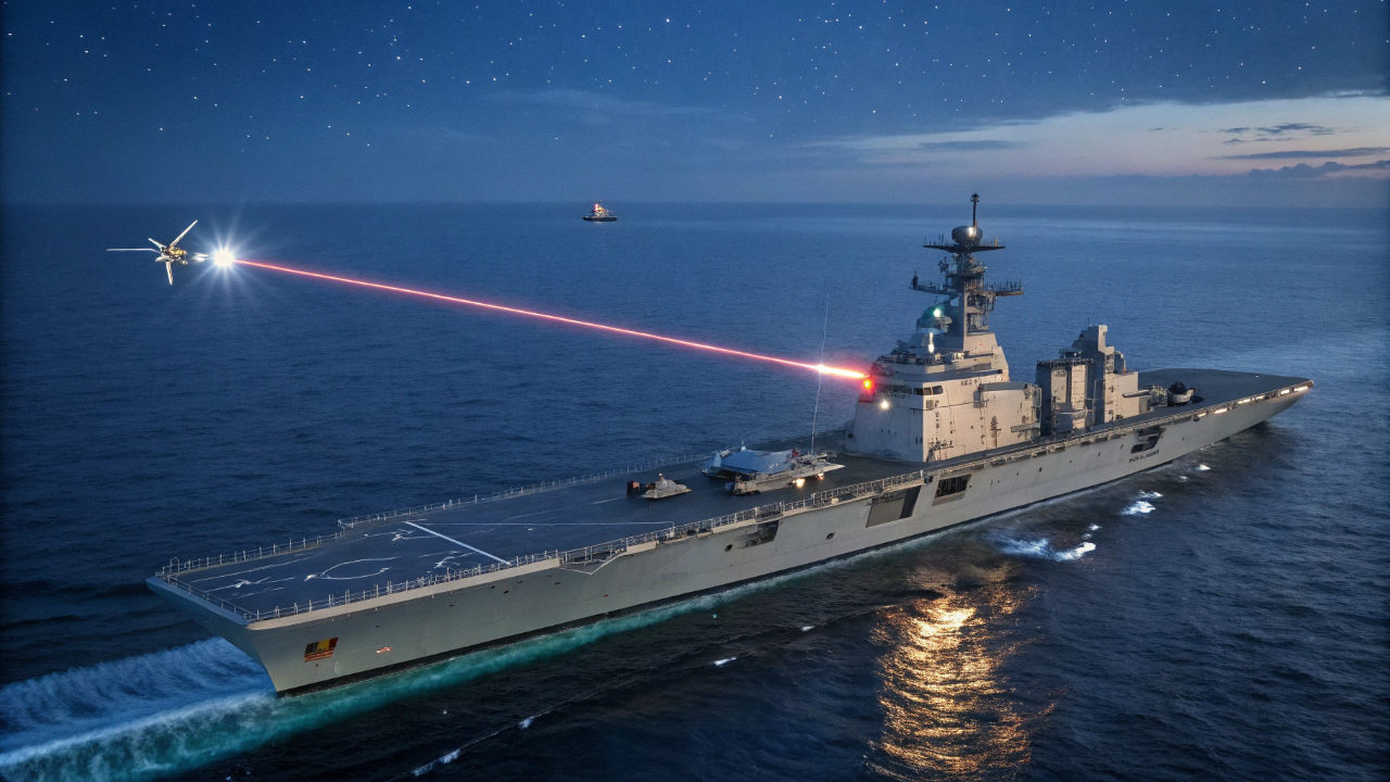 O navio que derruba drones com um raio de luz sem gastar nenhuma bala