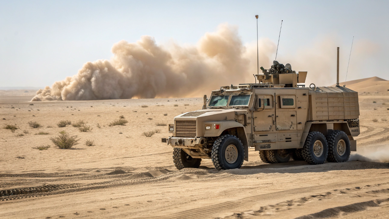 O caminhão que sobrevive a uma mina terrestre e sai andando normalmente