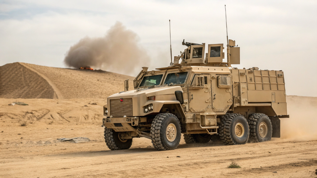 O caminhão que sobrevive a uma mina terrestre e sai andando normalmente