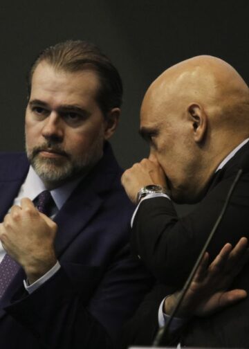 O presidente do Supremo Tribunal Federal (STF), Dias Toffoli, e o ministro do STF Alexandre de Moraes durante abertura do Seminário Políticas Judiciárias e Segurança Pública.