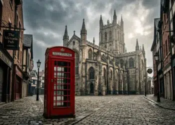 Thames Town destaca-se como o pedaço da Inglaterra "copiado e colado" na China, com ruas de paralelepípedo e cabines telefônicas vermelhas (imagem ilustrativa)