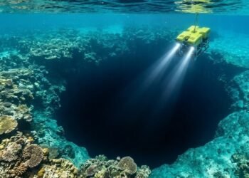As medições precisas realizadas por robôs submarinos confirmaram que o buraco desce por exatos 301,19 metros abaixo do nível do mar local