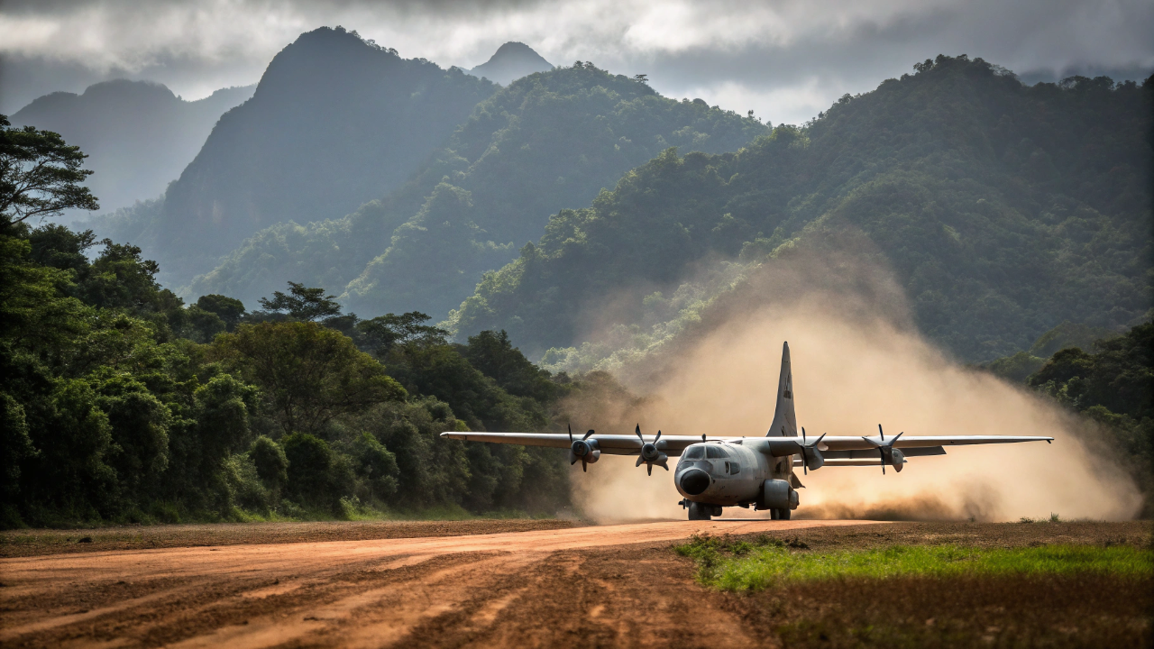 O avião cargueiro de decolagem curta capaz de pousar em terrenos não preparados