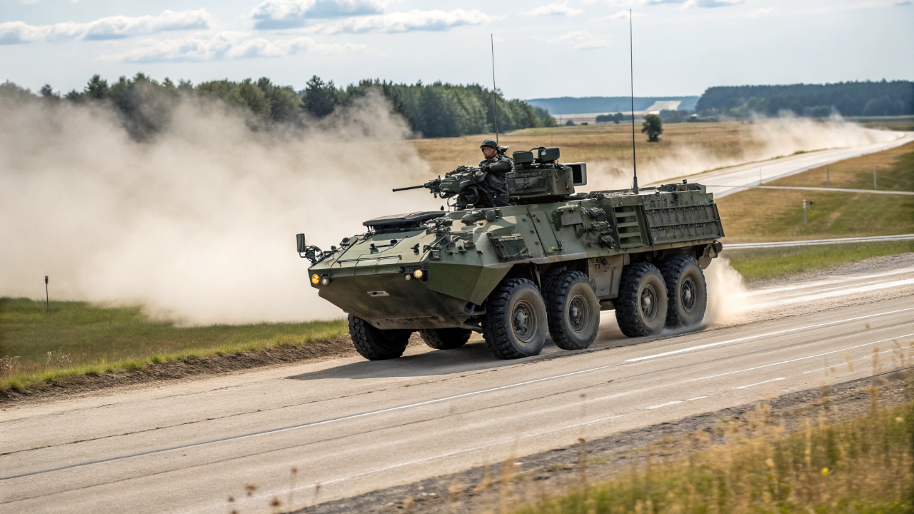 O blindado de 8 rodas altamente silencioso que transporta soldados para o front rodando a 100 km/h sem destruir o asfalto