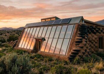 O resultado são residências construídas com centenas de pneus compactados com terra (que viram paredes estruturais), latas de alumínio e garrafas de vidro (que formam paredes translúcidas), barro e madeira