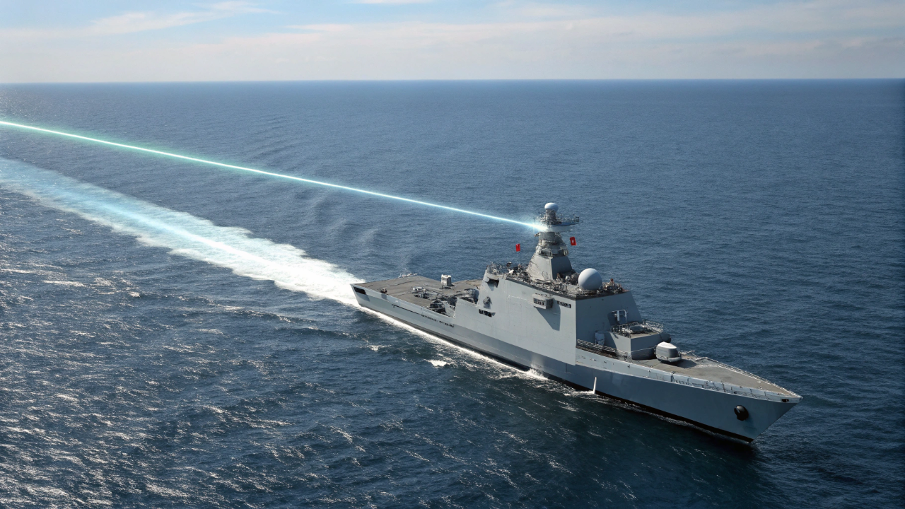 O navio que derruba drones com um raio de luz sem gastar nenhuma bala