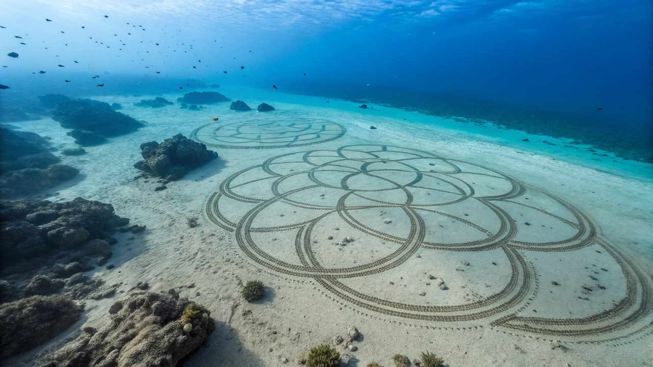 Aventureiros descem ao fundo do Mediterrâneo e encontram 1.400 círculos gigantes desenhados milimetricamente na areia