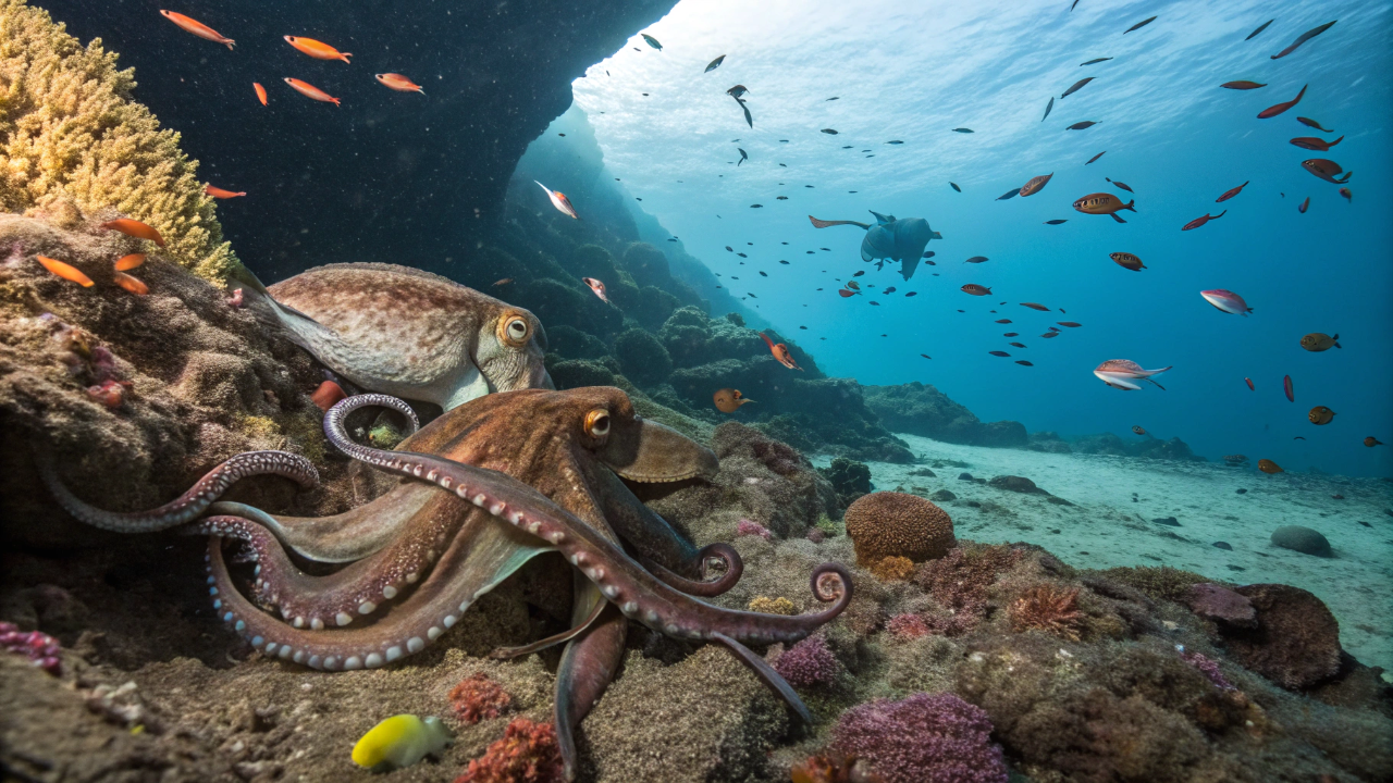 Descoberta de cidade de polvos "antissociais" prova que a evolução marinha seguiu um caminho inesperado