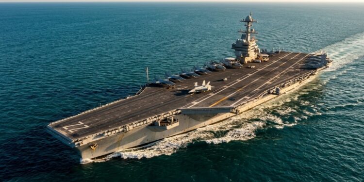 Isso não é ficção: é o porta-aviões nuclear USS Gerald R. Ford, o maior e mais caro navio de guerra já construído na história