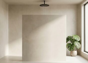 O clássico box de vidro do banheiro cede espaço para divisórias sólidas de alvenaria e cimento na decoração contemporânea