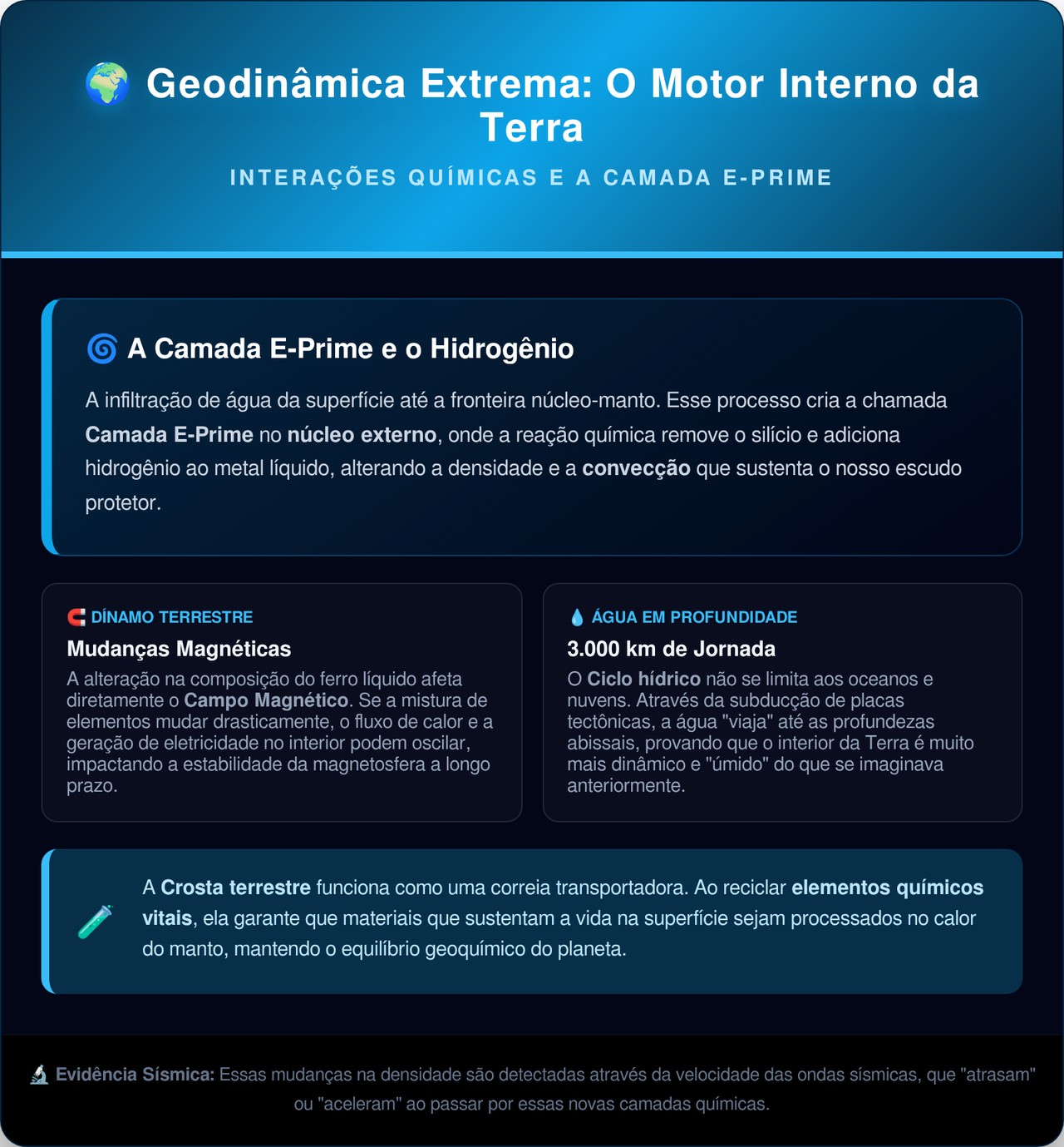 A Terra está sugando os oceanos para dentro do seu núcleo e a ciência finalmente entendeu o que acontece lá embaixo