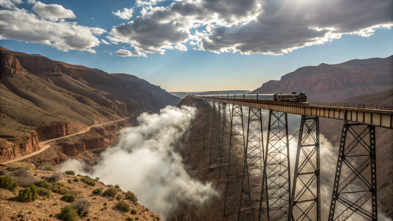 A assustadora ferrovia sul americana de 4220 metros de altura que atravessa 29 pontes de aço e 13 viadutos gigantescos nos picos da Cordilheira dos Andes
