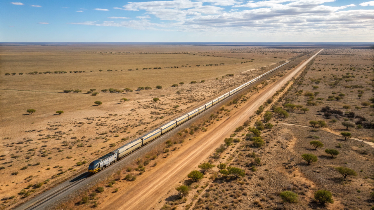 A ferrovia monumental de 4352 quilômetros que atravessa um país de costa a costa cruzando a maior reta férrea do mundo com 478 quilômetros sem uma única curva
