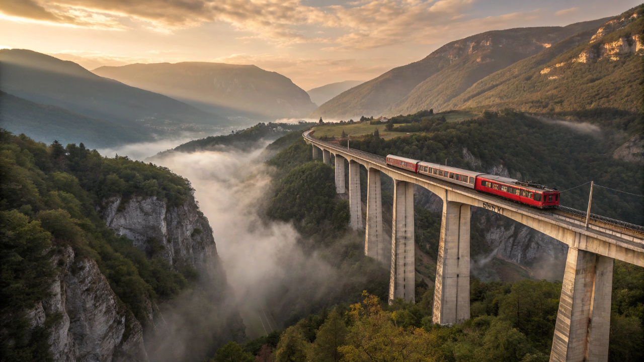 A ferrovia que atravessa 254 túneis e flutua sobre abismos de 200 metros nos Bálcãs é uma das mais impressionantes do mundo