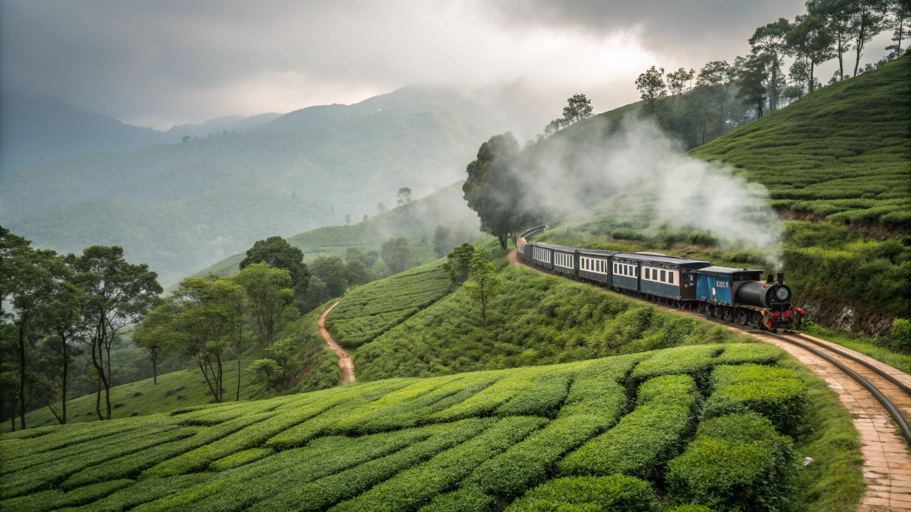 A histórica ferrovia de bitola estreita que escala os Himalaias até 2258 metros de altitude usando um engenhoso sistema de ziguezague