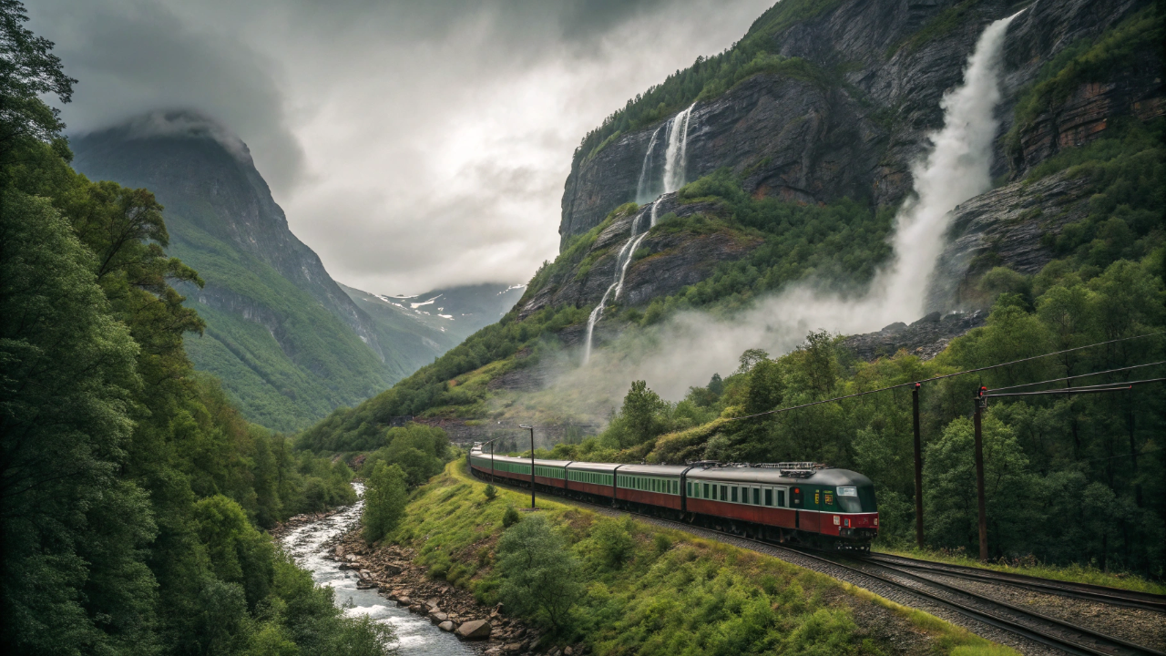 A linha férrea mais íngreme do mundo desce 866 metros em apenas 20 quilômetros passando por 18 túneis escavados à mão na rocha maciça