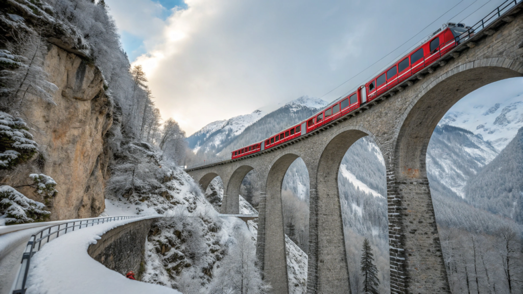 A viagem de trem Patrimônio da UNESCO que conecta geleiras suíças a palmeiras italianas em 4 horas