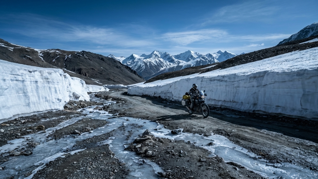 Com 4.890 metros de altura no Himalaia, a passagem indiana surge como um triunfo da engenharia em meio ao gelo eterno