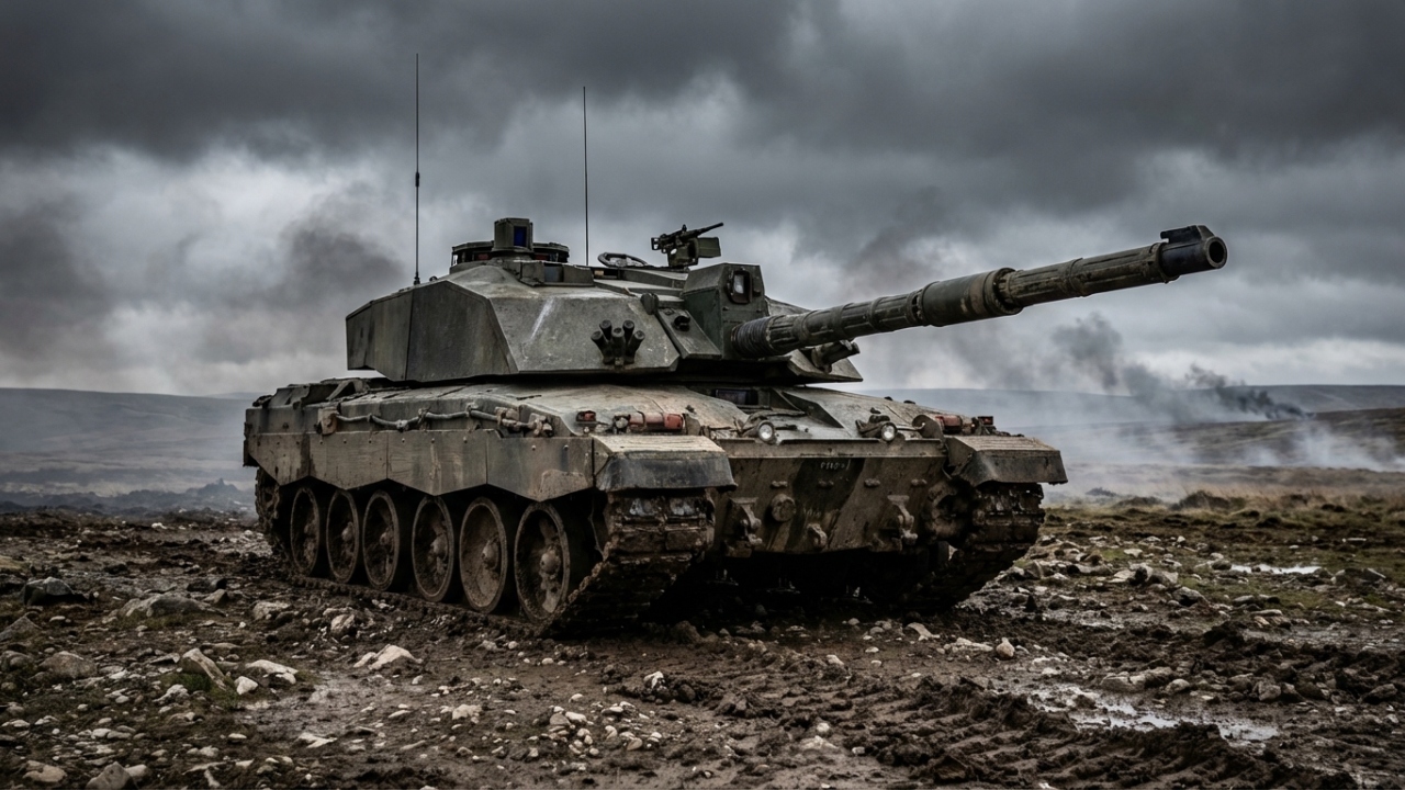 O tanque britânico FV4034 Challenger 2 ostenta uma das blindagens mais resistentes do mundo e precisão letal com seu canhão de 120 mm com alma raiada