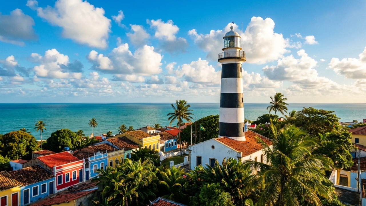 Com 42 metros de altura e listras icônicas, o farol pernambucano de 1941 surge como uma referência da engenharia costeira