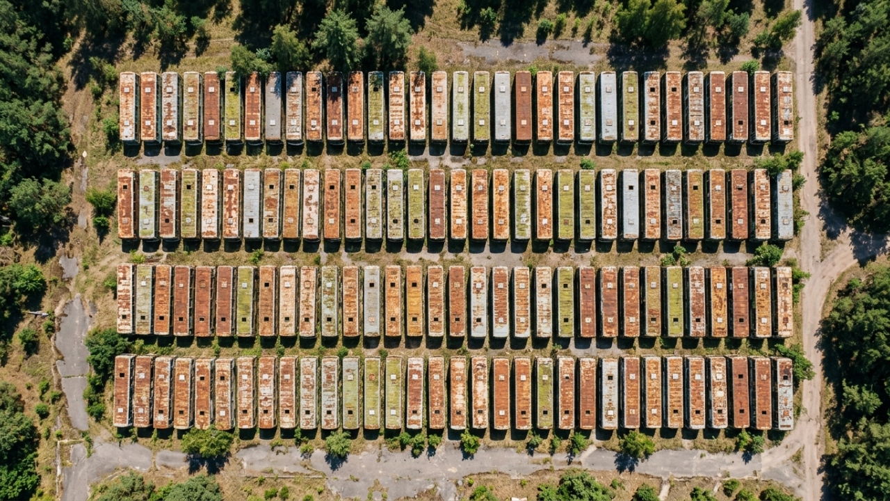 Comboio de ônibus militares abandonados em zona de exclusão revela como a civilização soviética evacuou cidades em tempo recorde