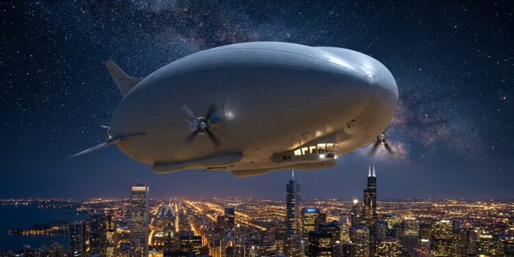 Essa aeronave inglesa de 91 metros parece um dirigível, mas tem quartos com piso de vidro, um bar panorâmico e pode pousar até na areia da praia