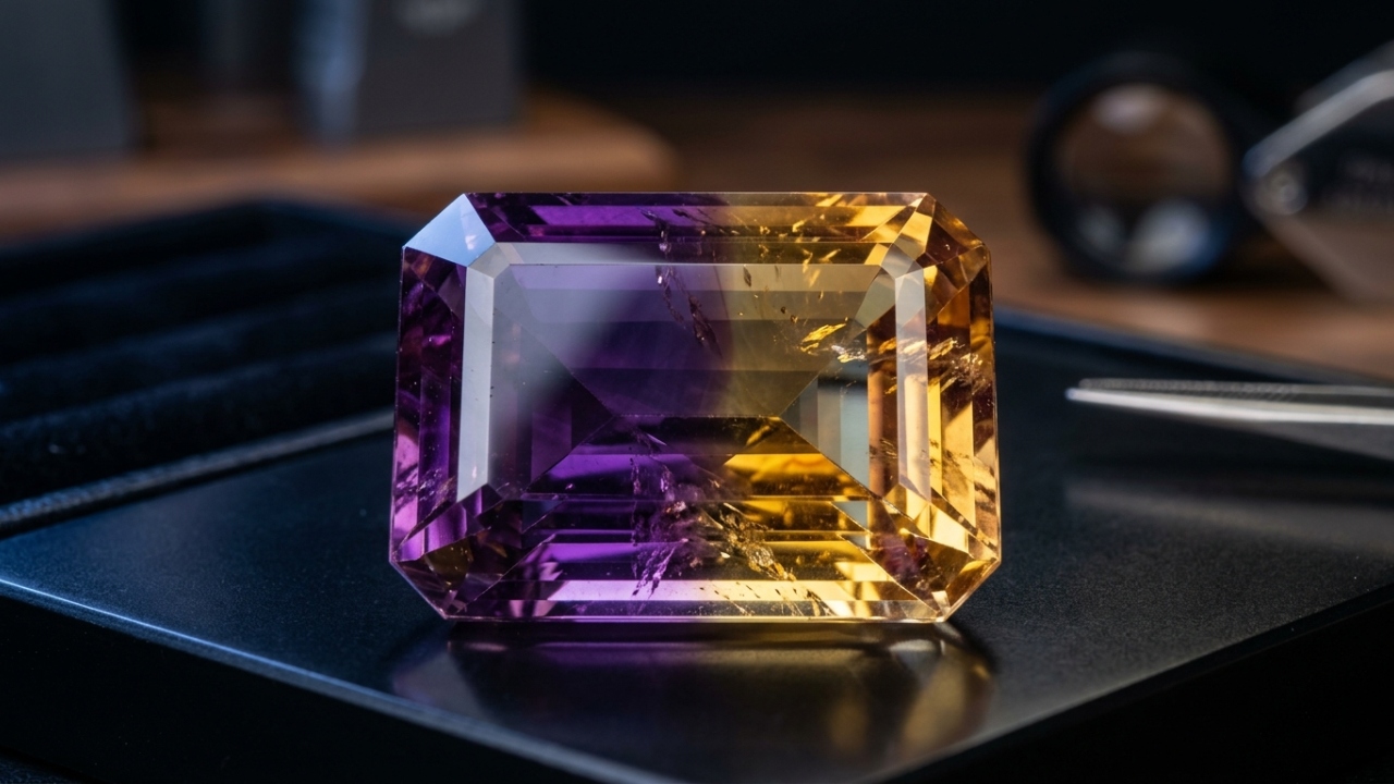 Encontrada em um único país no mundo, a fusão rara de ametista e citrino cria uma pedra de duas cores unida pela força da terra