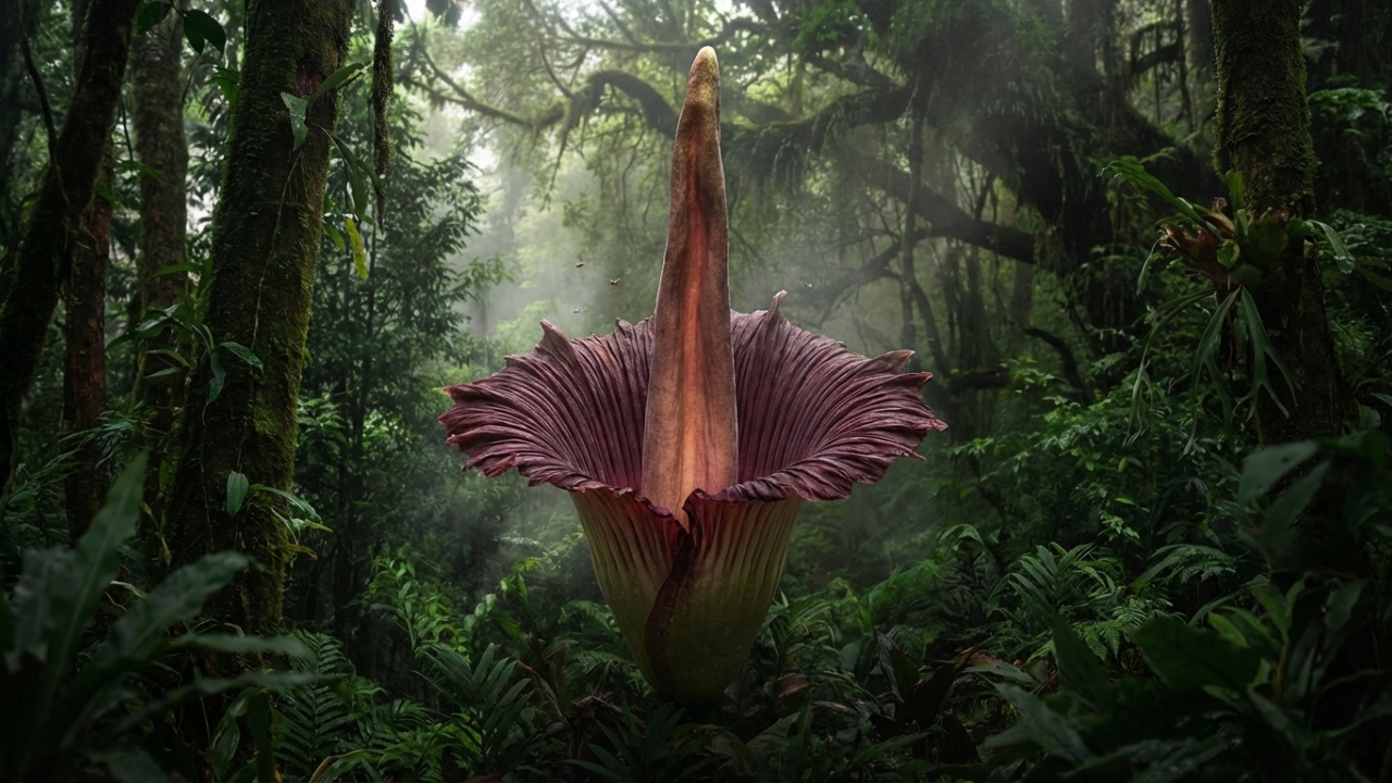 Com até 3 metros de altura e o forte odor de carne podre, a flor-cadáver da Indonésia é a planta mais fétida e imponente da natureza