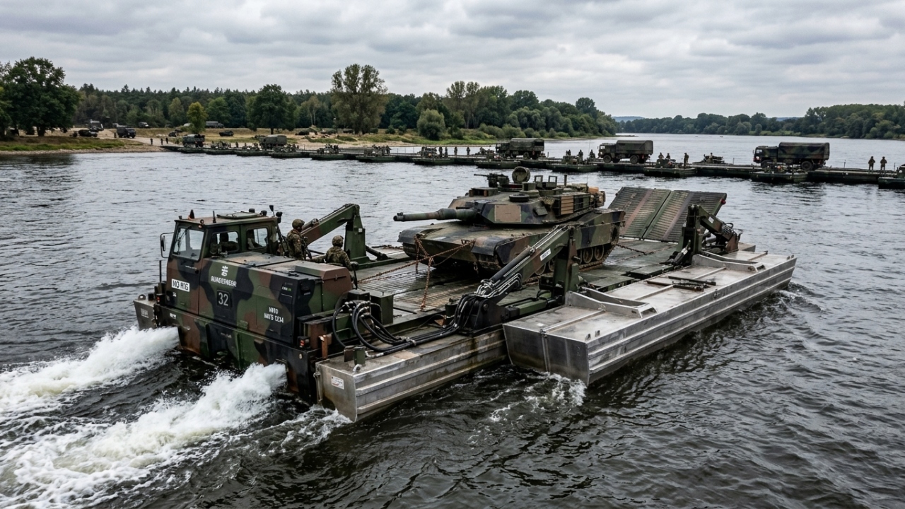 Engenheiros criaran um veículo 4x4 que mergulha na água e forma uma estrada flutuante completa em menos de dez minutos