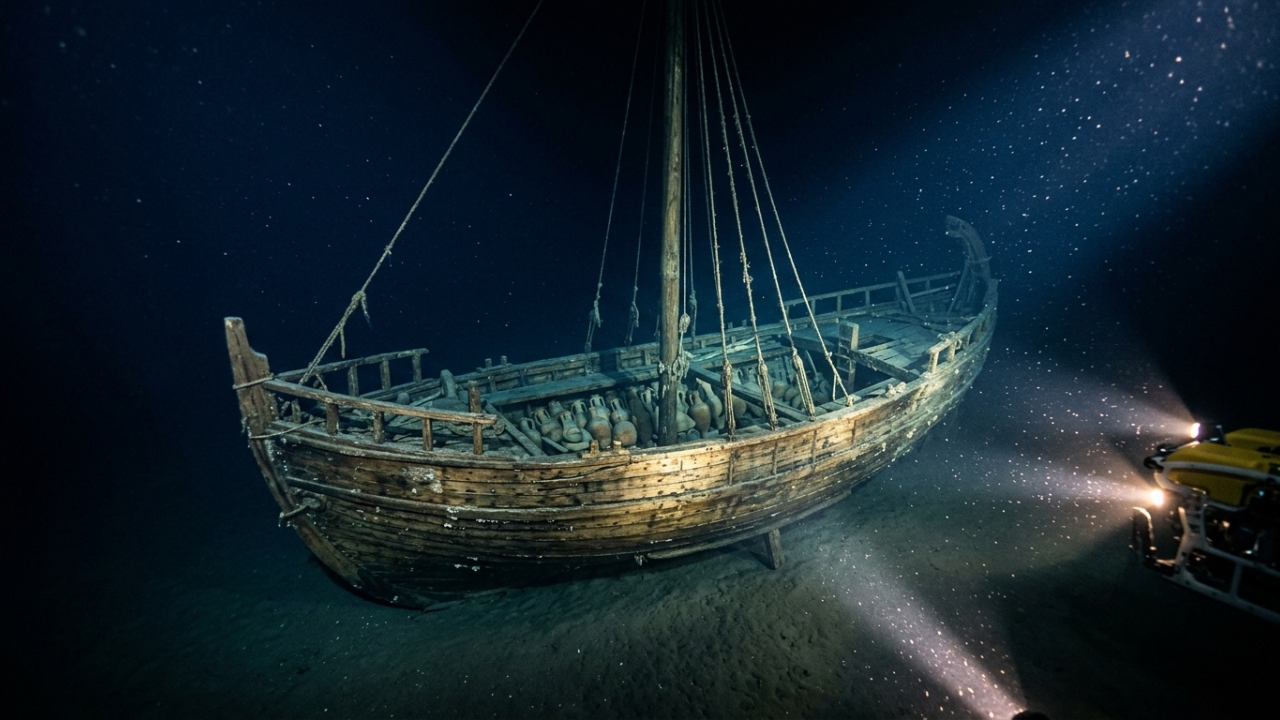 Navio de 2.400 anos encontrado intacto no fundo do Mar Negro vira a cápsula do tempo mais importante da ciência ao preservar mastros e leme gregos
