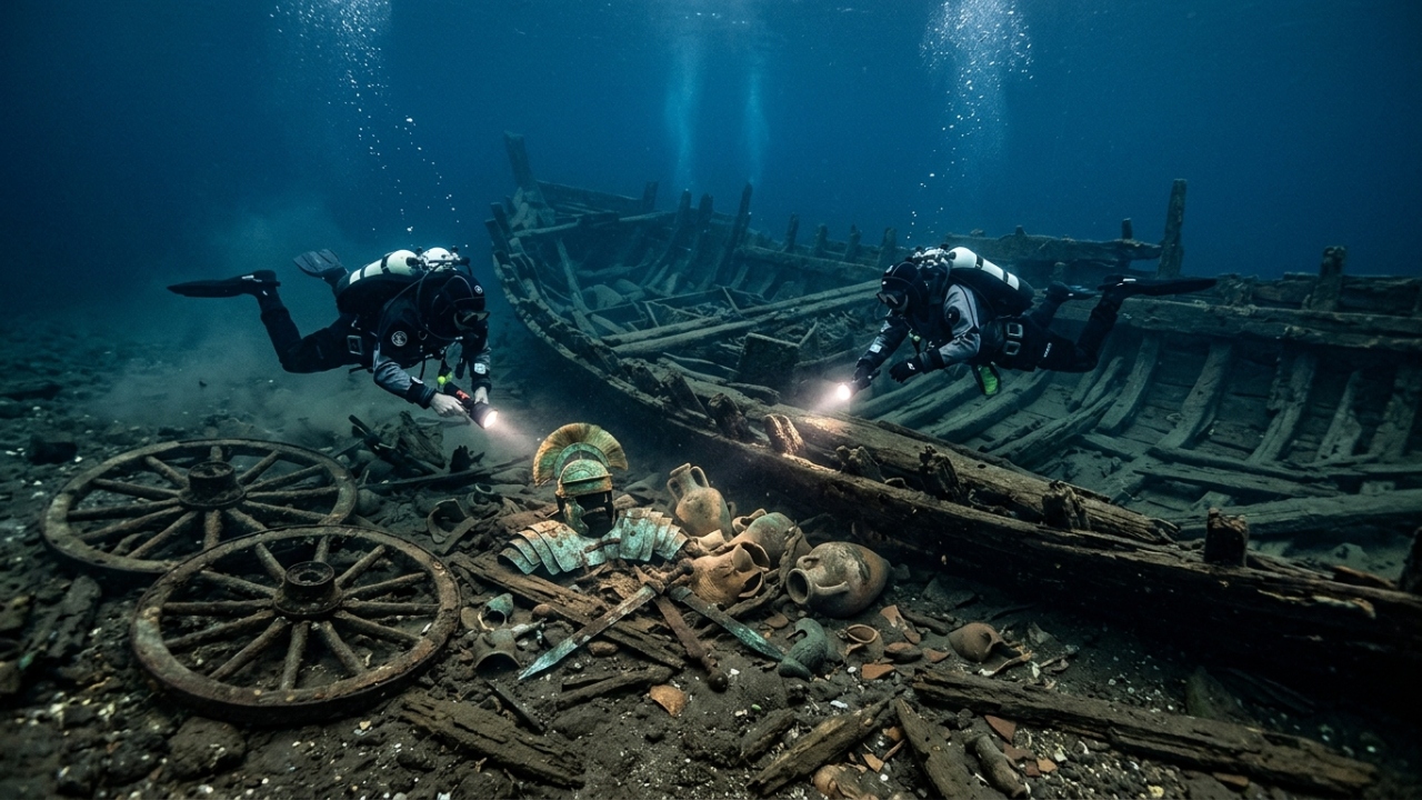 Com carruagens de guerra e espadas ainda na bainha, o navio romano de 2.000 anos encontrado no fundo de um lago na Suíça revela um tesouro militar que a história nunca registrou