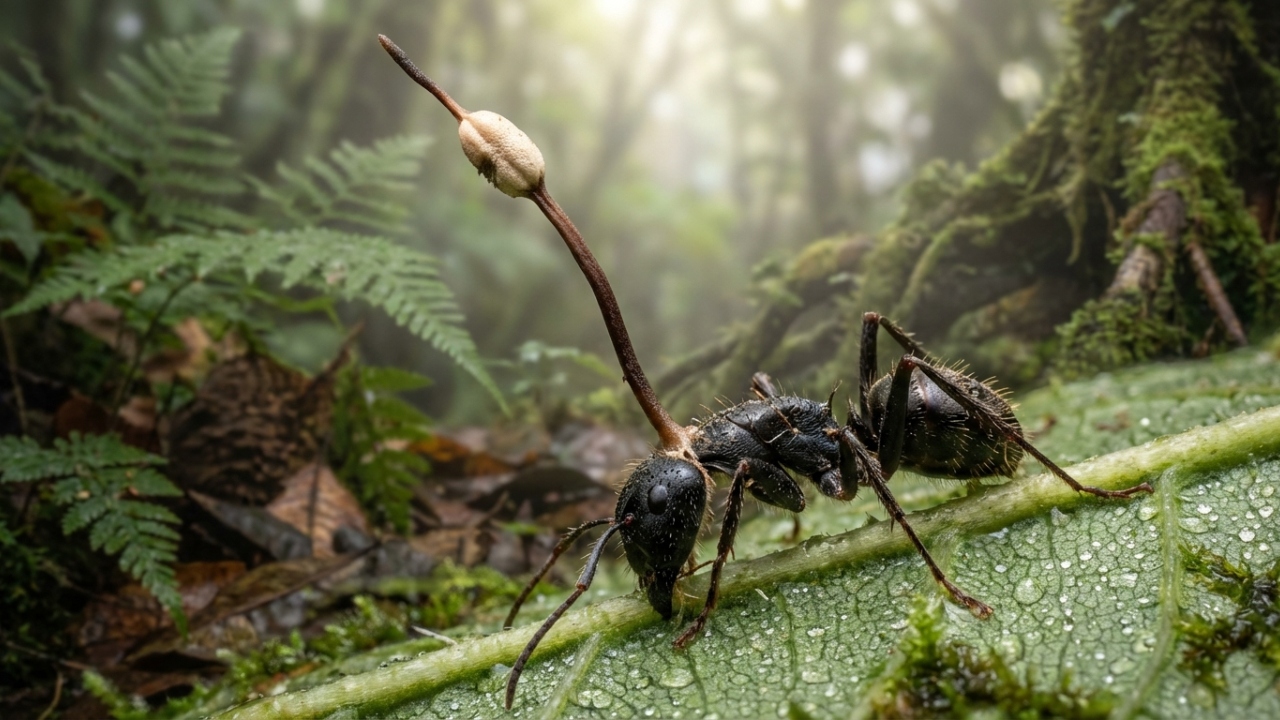 Com o poder de assumir o controle muscular de insetos, o fungo zumbi das florestas tropicais é o parasita mais implacável da biologia