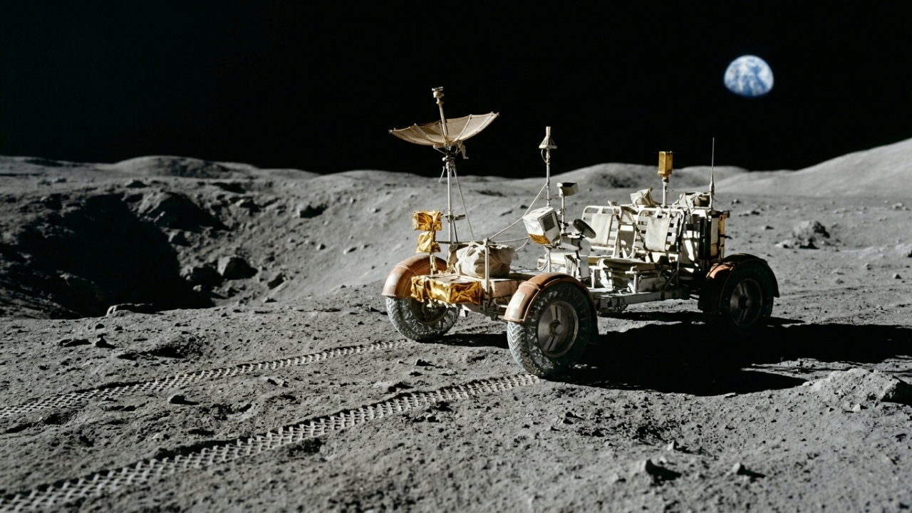 Veículo lunar utilizado nas missões Apollo ainda apresenta marcas de pneus intactas na Lua e vira o monumento mais isolado da humanidade