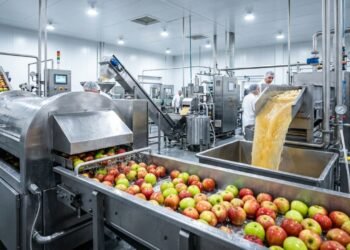 Com 1.500 kg de maçãs lavadas e prensadas, a engenharia industrial extrai cerca de 1.050 litros do suco puro da fruta