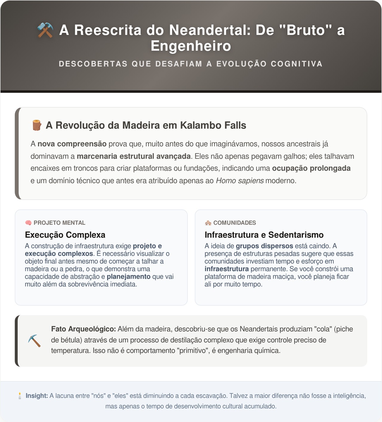 Arqueólogos encontraram na Zâmbia uma estrutura de madeira de 476 mil anos que prova que a engenharia humana é muito mais antiga do que ensinaram