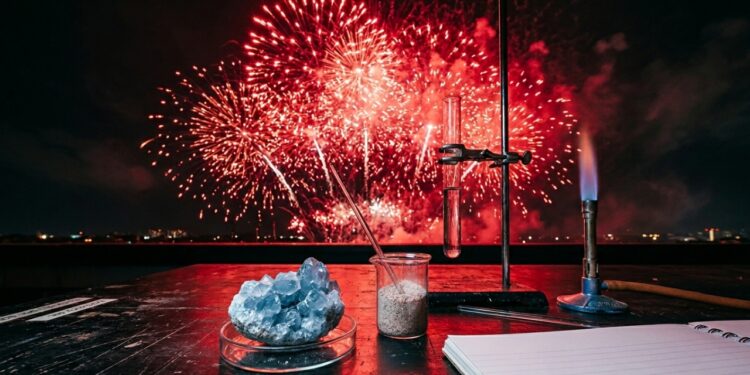 Esqueça o fogo comum, pois este mineral colore fogos de artifício de vermelho intenso sendo o pilar da tecnologia de sinalização