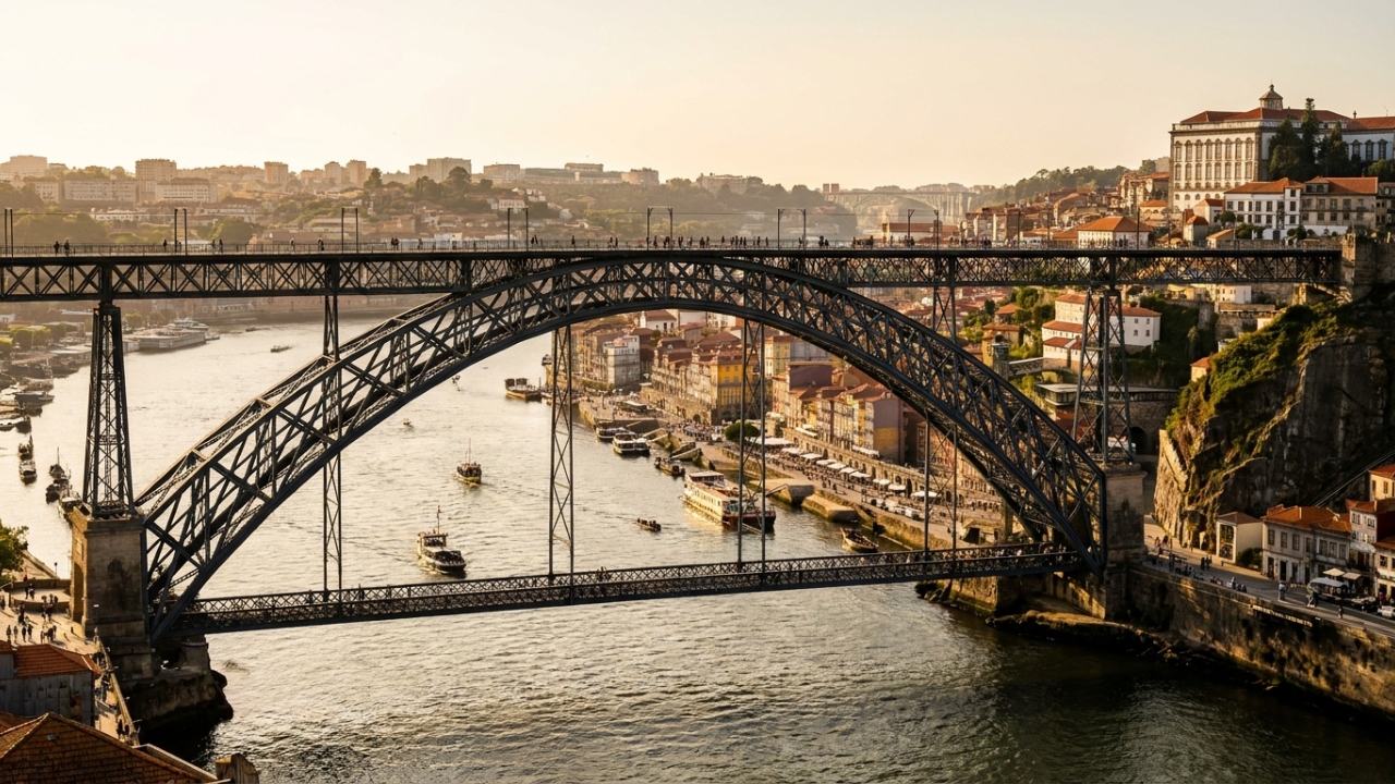 Com 385 metros de extensão e vão em arco de 172 metros, a ponte portuguesa de 1886 surge como o maior ícone da engenharia no Porto