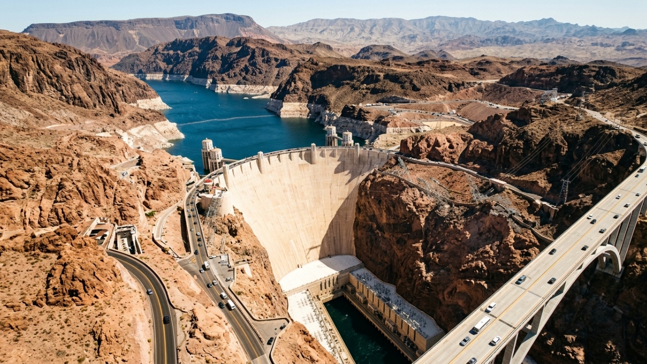 Com 221 metros de altura e 4,4 milhões de metros cúbicos de concreto, a barragem no Rio Colorado mudou a história do deserto americano