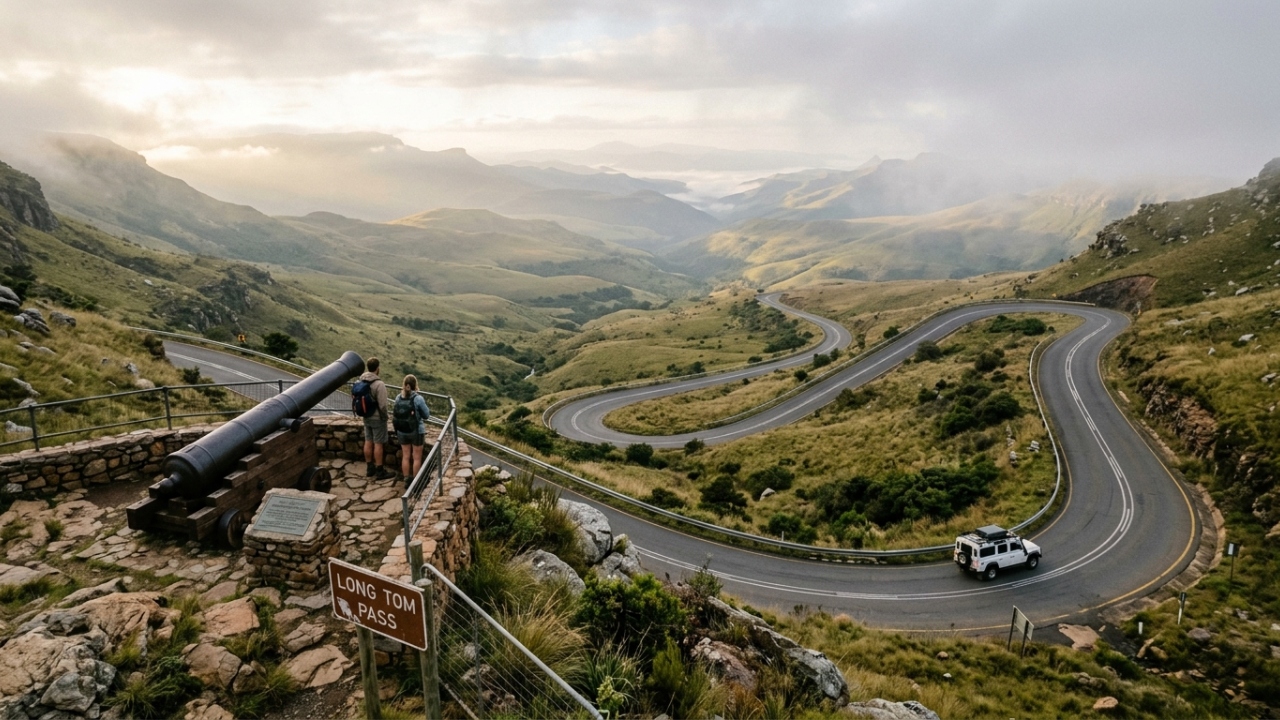 A montanha sul-africana é vencida por esta estrada histórica de 2.150 metros de altitude, famosa por seu papel nas guerras do século XIX