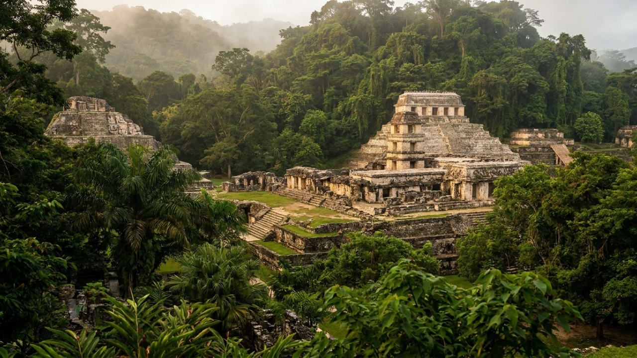 Com pirâmides de 22 metros de altura, a metrópole maia escondida na selva surge como um testemunho monumental da engenharia pré-colombiana