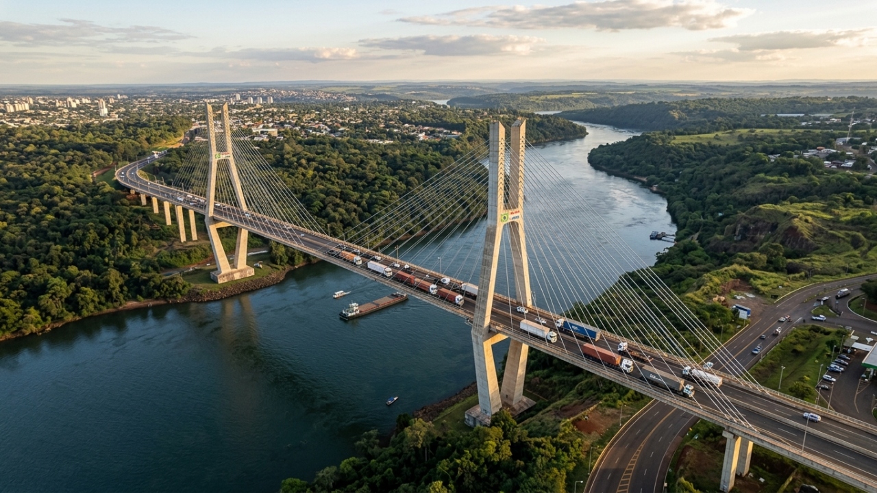 Investindo 1,9 bilhão de reais em 760 metros de extensão, a Ponte da Integração une Brasil e Paraguai como um recorde da engenharia moderna