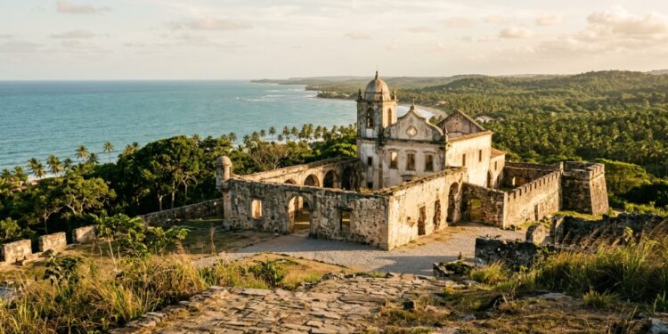 Datadas de 1551, as ruínas da primeira grande edificação civil portuguesa no Brasil erguem-se sobre a costa baiana como um marco da história colonial